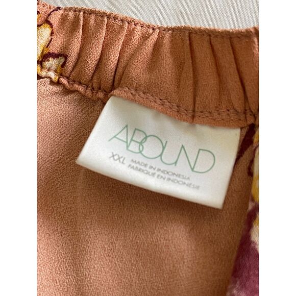 Women's Floral Wrap Skirt Peach Pink Midi Elastic Waist SIZE 2X Abound - Picture 5 of 7